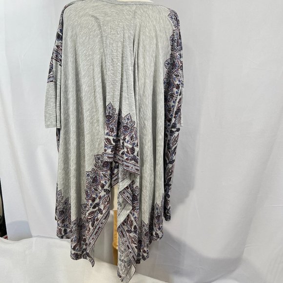 Free People Kimono Poncho Boho Gray Sz L Short Sleeves - Picture 3 of 7